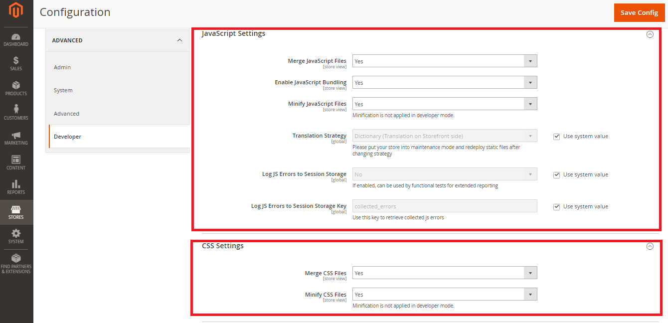 Optimize Javascript and CSS in the backend to speed up Magento 2 website