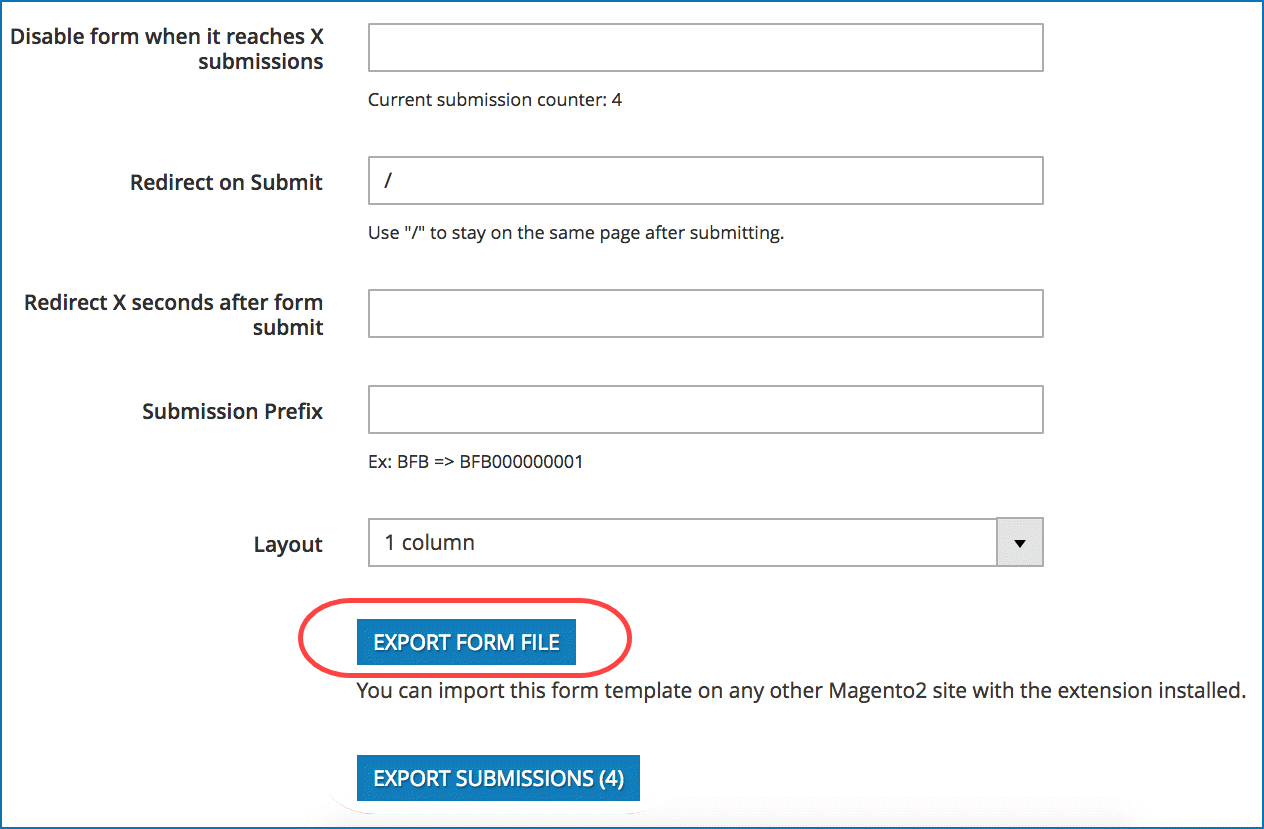 Export forms with Blue Form Builder