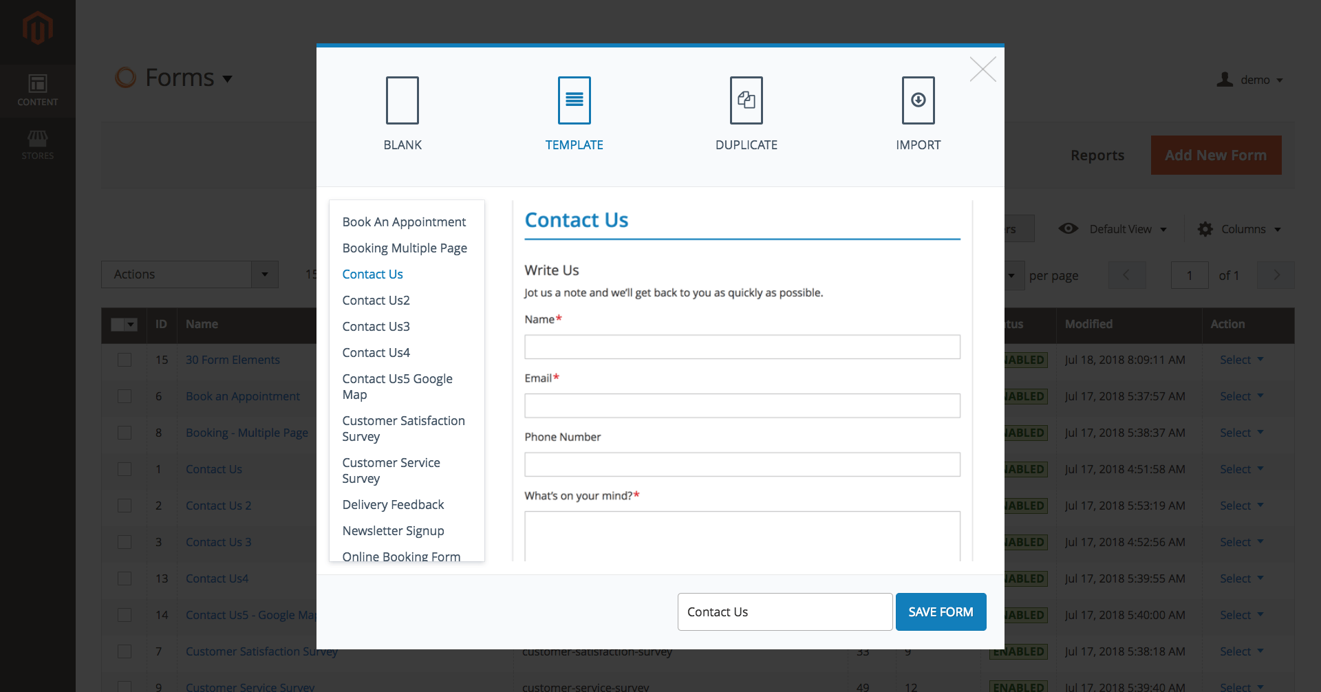 Create Magento 2 contact form