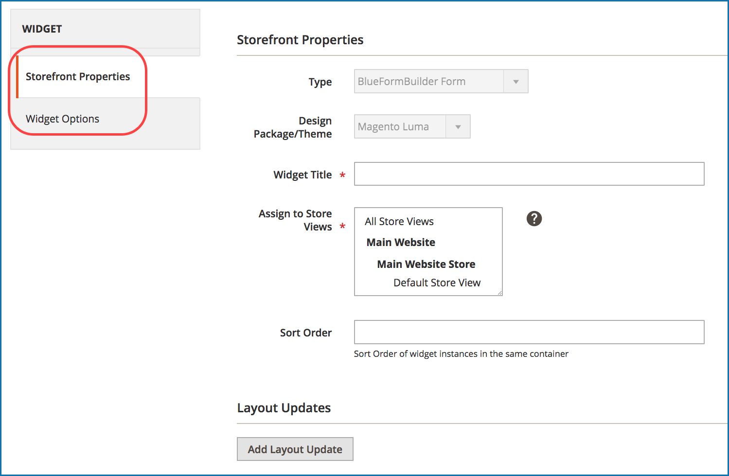 Form widget configuration