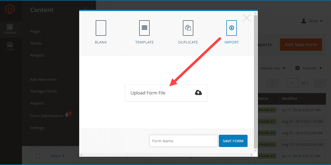 Import forms