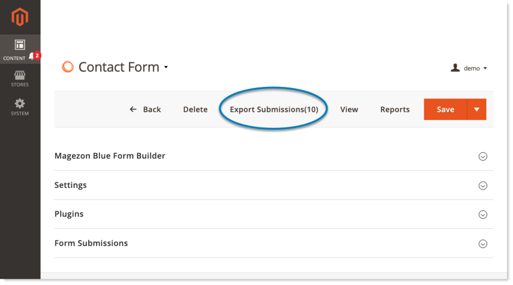Export form submissions to CSV