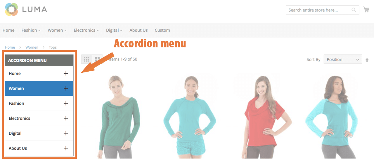 Magento 2 menu Accordion menu