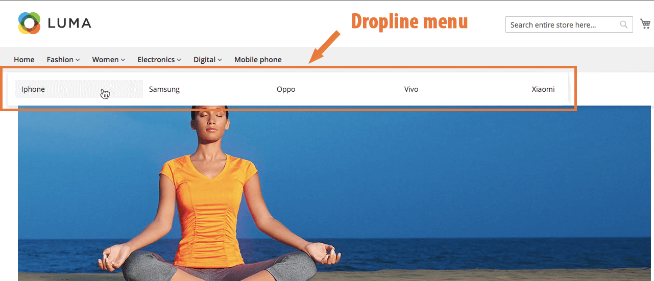 Magento 2 menu Dropline menu