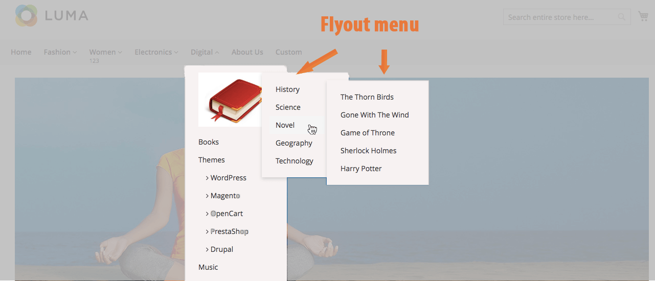 Magento 2 menu Flyout menu