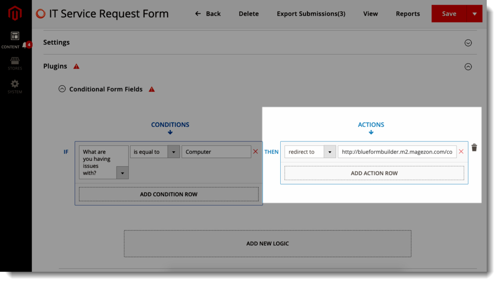 Blue Form Builder _ Redirect customers based on input _ Set action