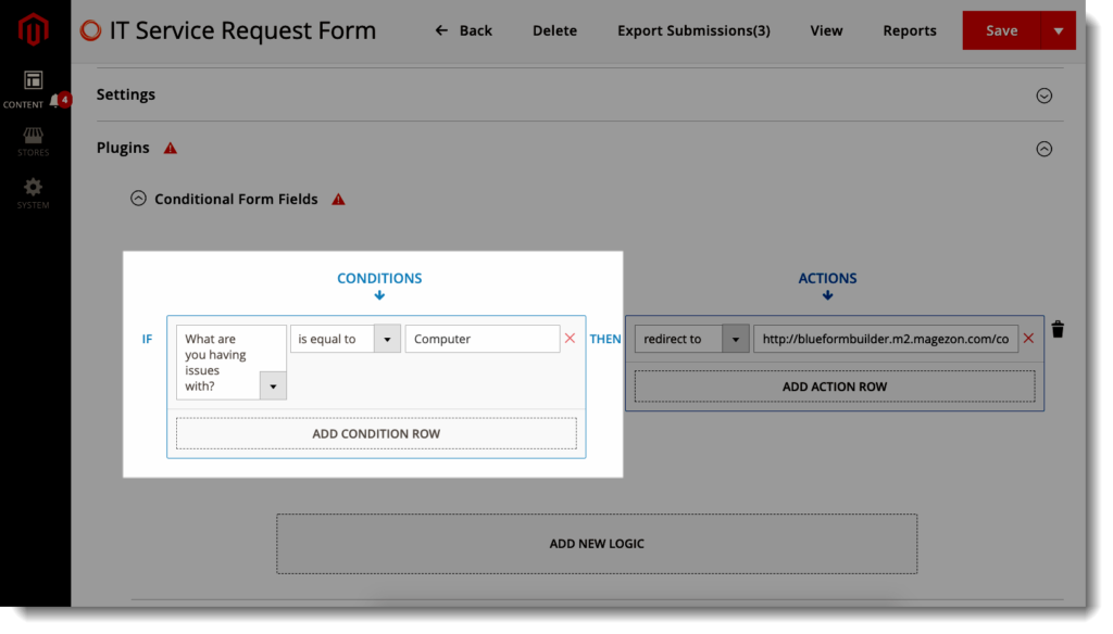 Blue Form Builder _ Redirect customers based on input _ Set conditions