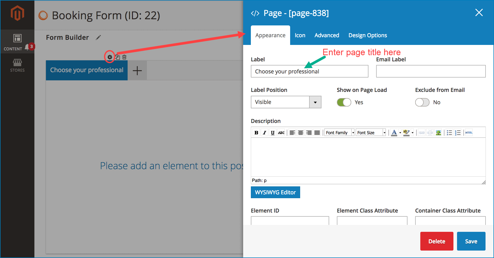 Multi page form _ Configure each page