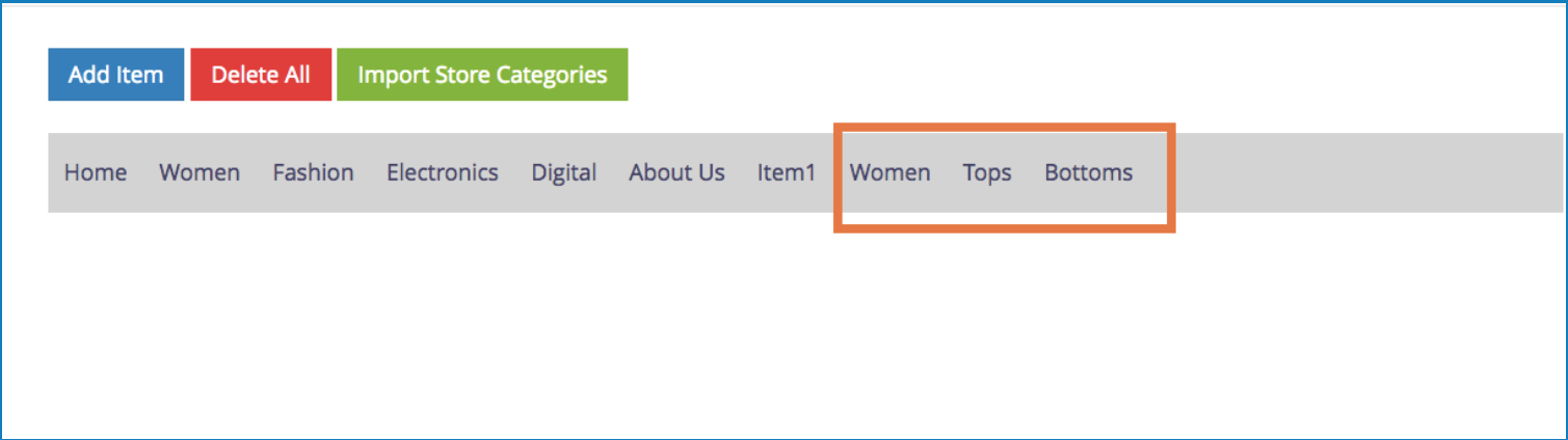 Separate categories in the right side of the parent