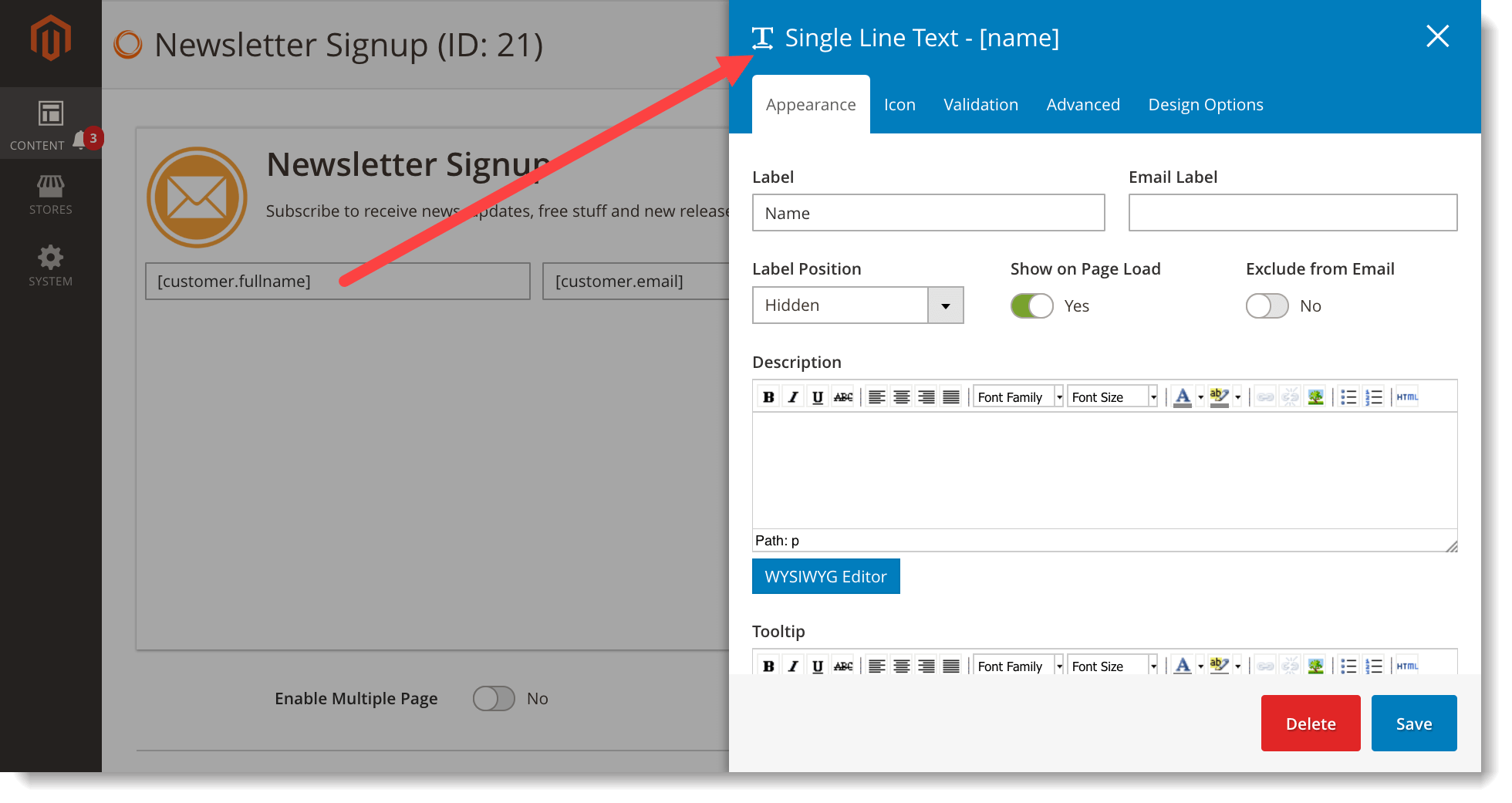 Newsletter signup form _ Customize form field