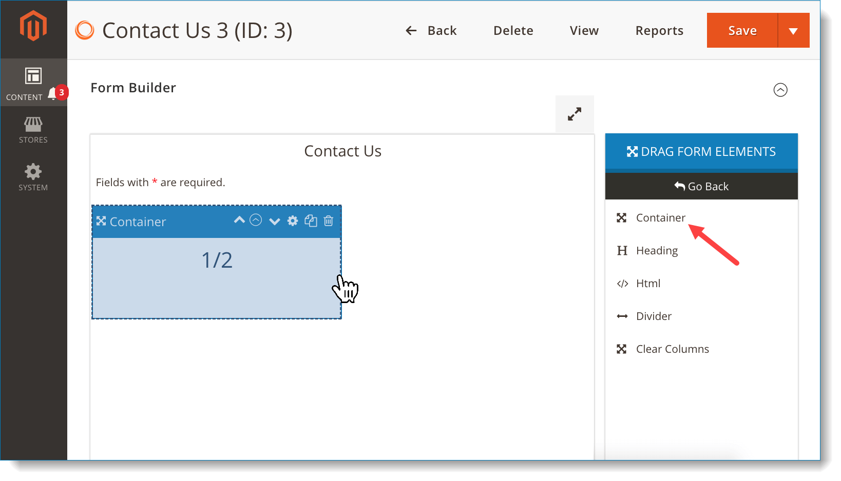 Multi-column Magento 2 form _ Resize Container element 1