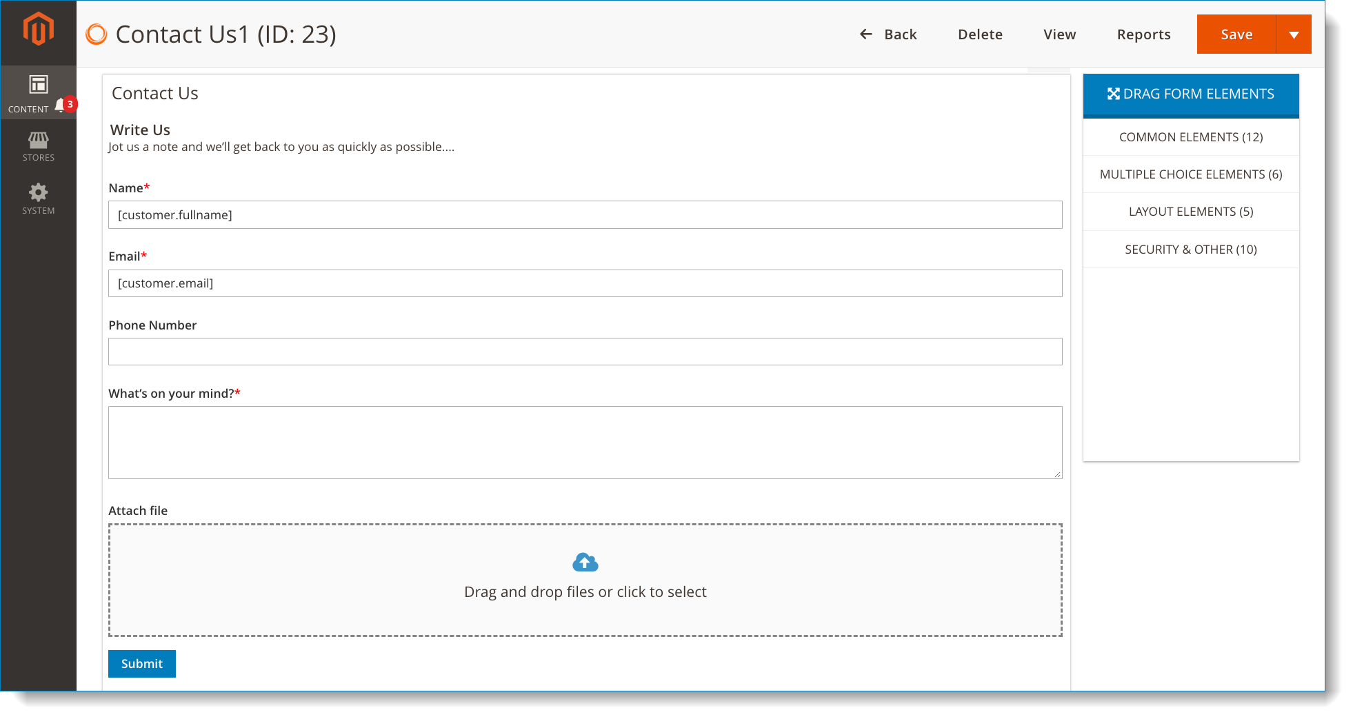 Multi-column Magento 2 form _ One-column form