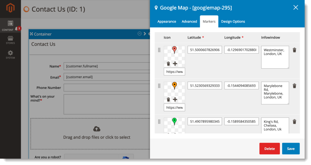Magento 2 form builder _ Google Maps markers tab