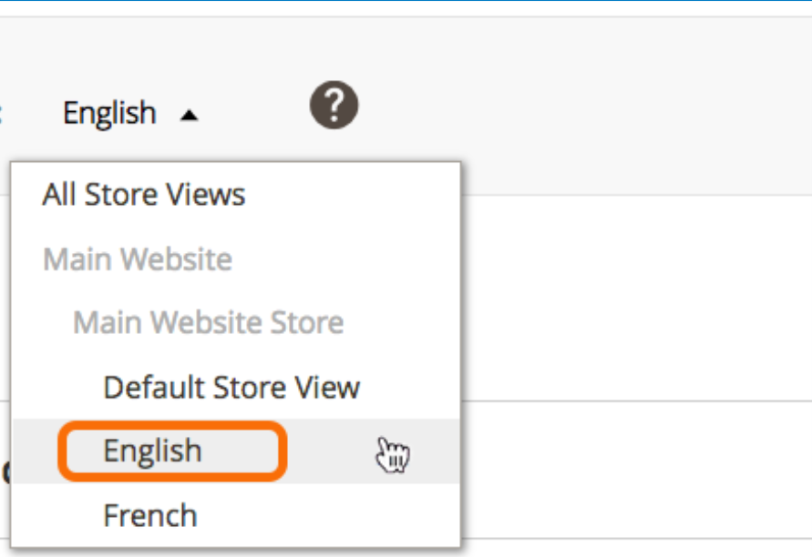 Choose English store view