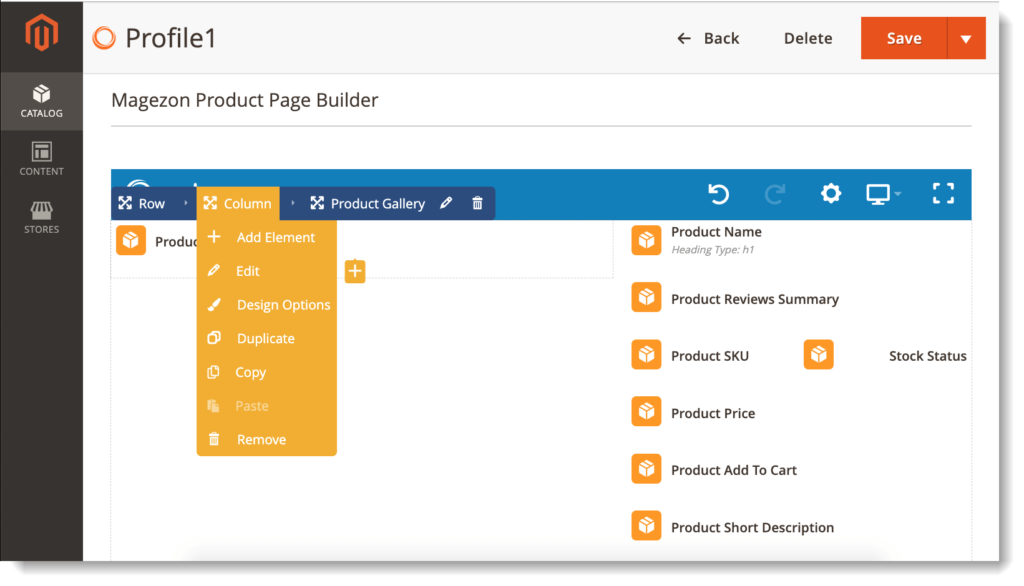Magento 2 Single Product Page Builder _ Column option
