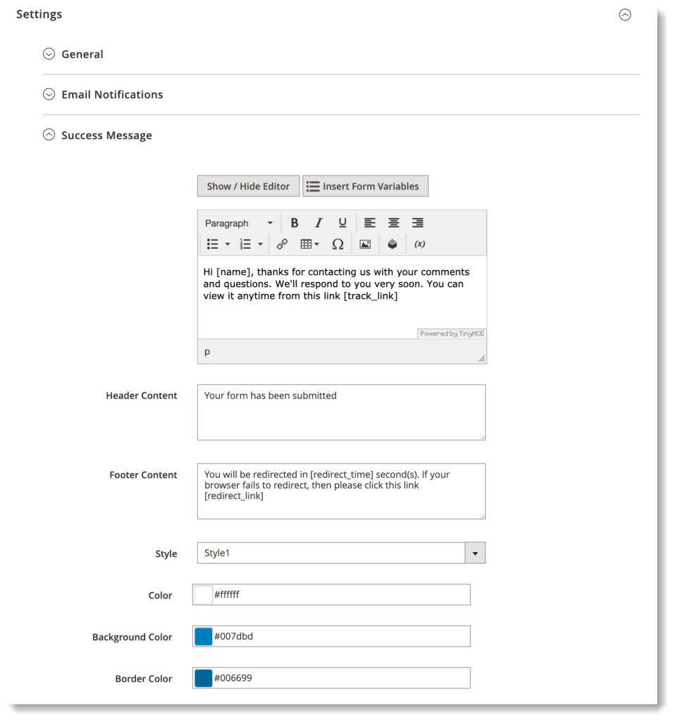 Blue Form Builder 2 Release _ Success message in backend