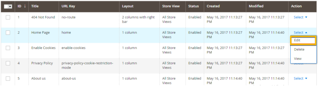 Add products to homepage Magento 2 - Edit option