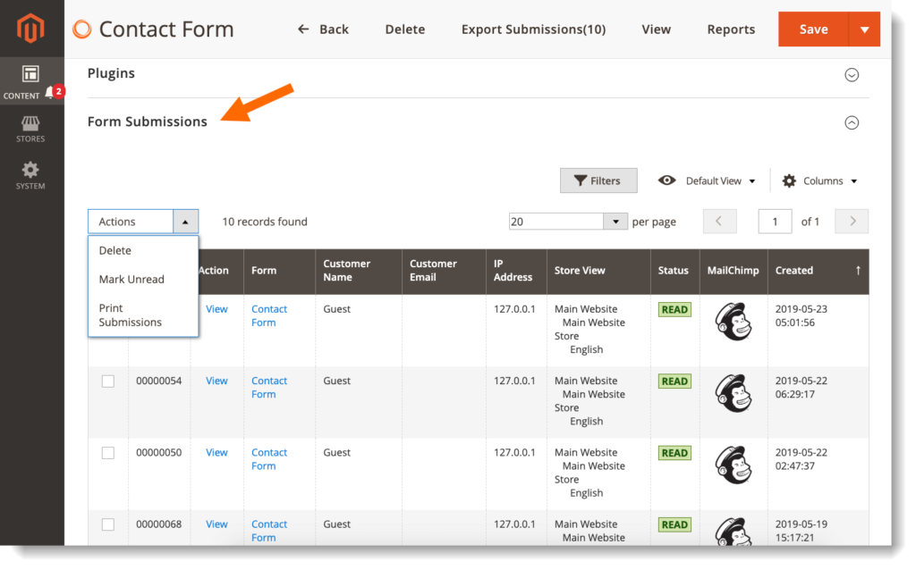 Open and print submissions of a form to PDF