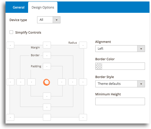 Design Options tab