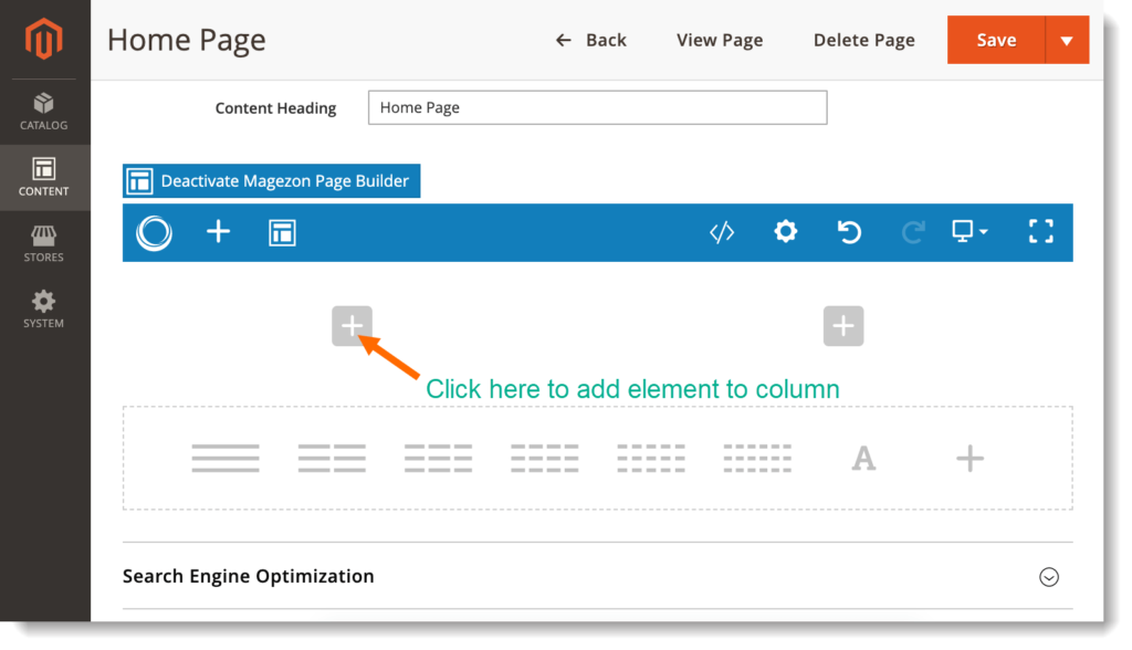 Add element to column with plus icon