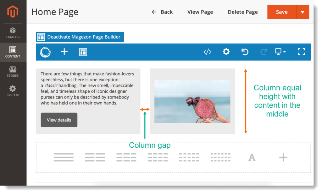 Column equal height and column gap