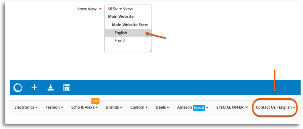 Create multiple store views and languages - English