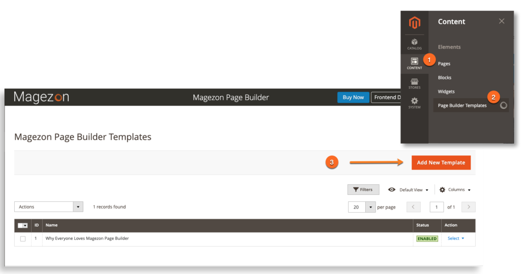 Magezon Page Builder - Add new template