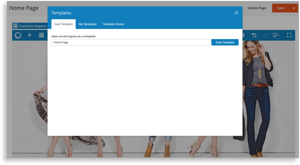 Magezon Page Builder - Save current template