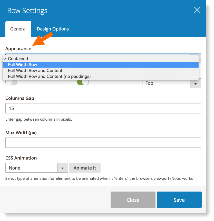 Set full-width row