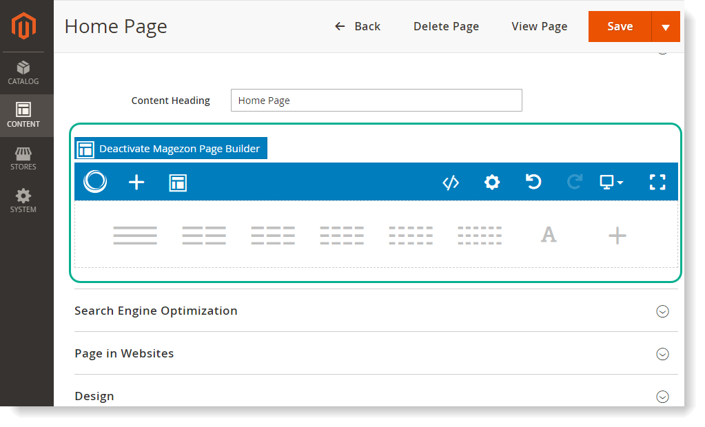 Magezon Page Builder interface