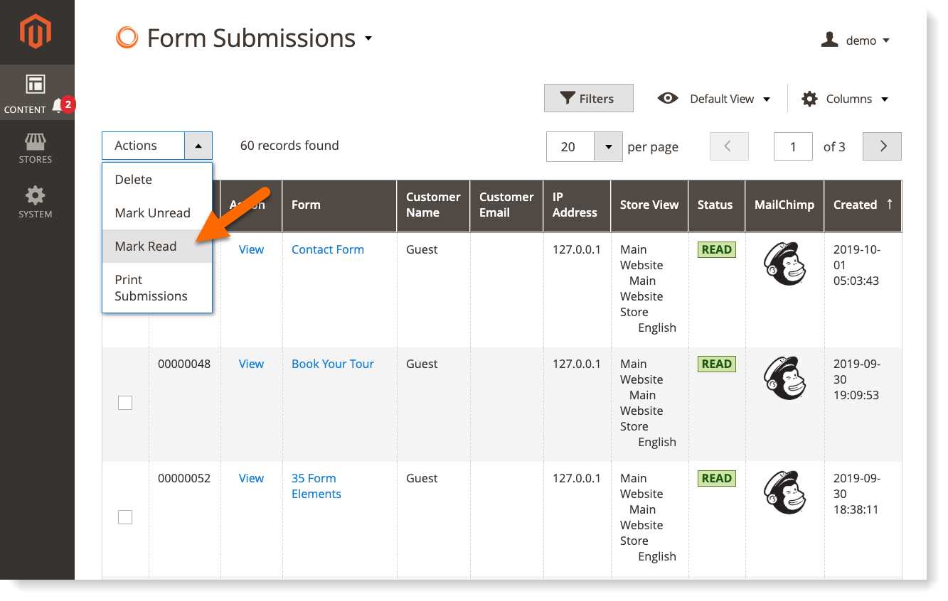 Blue Form Builder update | Mark submissions as read