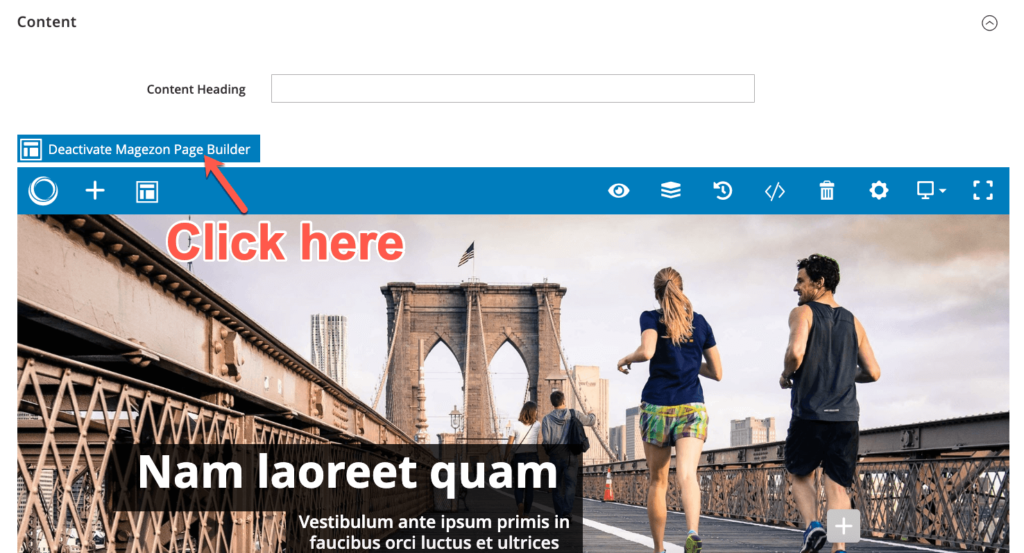 Click the Deactivate Magezon Page Builder tab