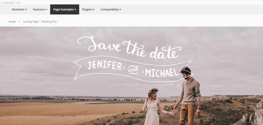 parallax effect to create a wedding website