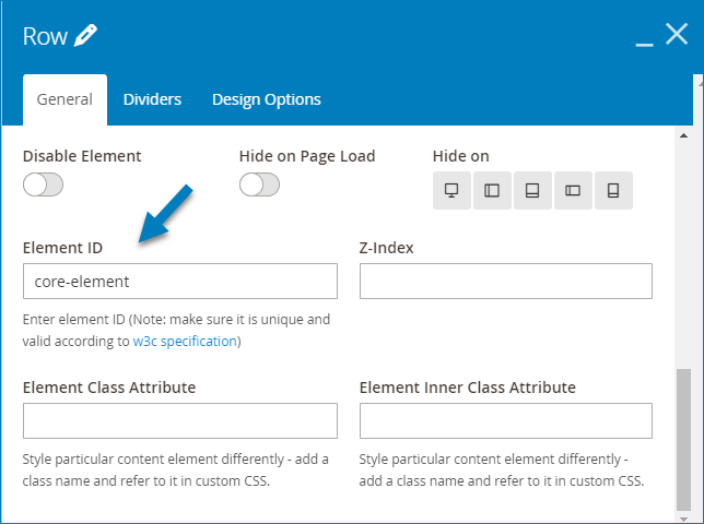 create an ID for the element