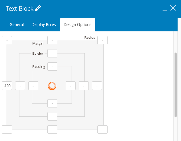 Turn the left-hand side margin of the text block into -100