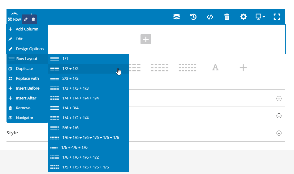 Divide row into 2 columns