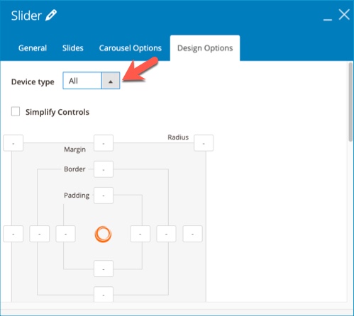 Magezon Page Builder default setting for design options tab