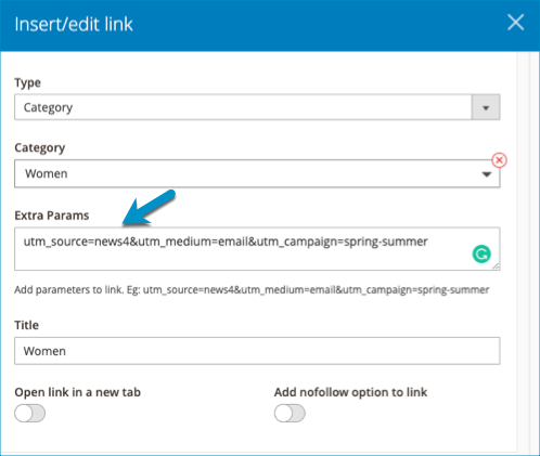 add extra parameters