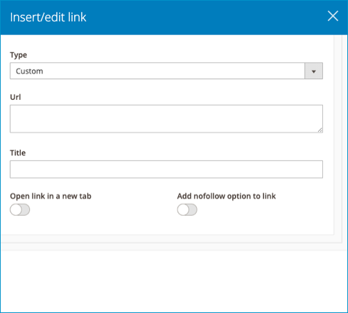 the interface of link builder in Magezon Page Builder