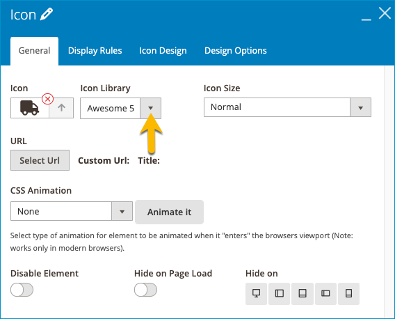 The General setting of Icon in Policies of Delivery and Payment 