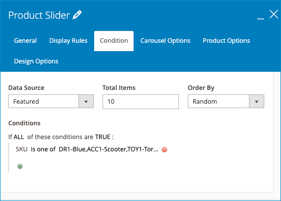 The Condition setting of Product Slider 