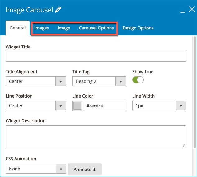 3 selected tabs in Image Carousel Setting