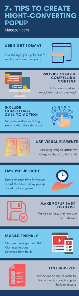 Infographic - 7+ tips to create high-converting popup - pop up best practices