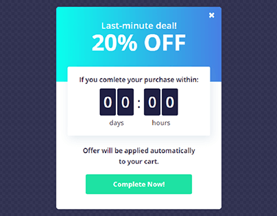 countdown popup with 20% off