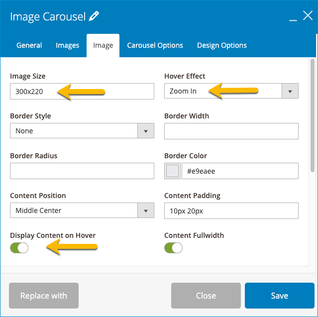 Image Setting in Image Carousel