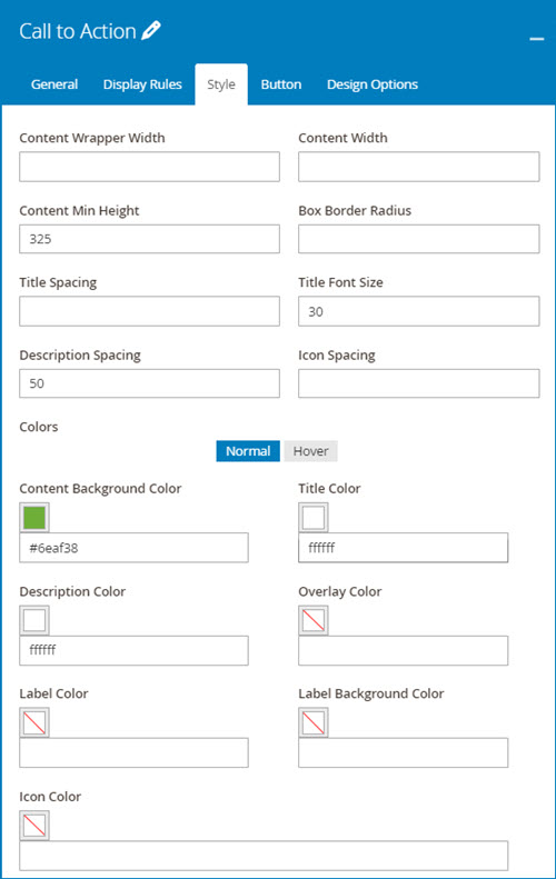 column 3 style setting tab