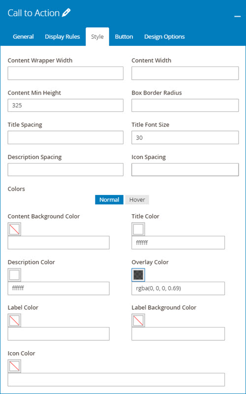 column 5 style setting tab