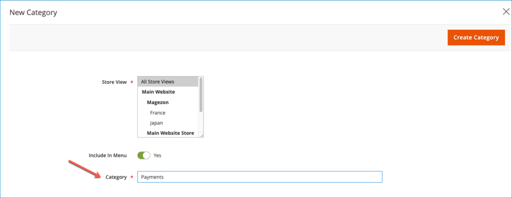 create a new category -magento 2 faq module