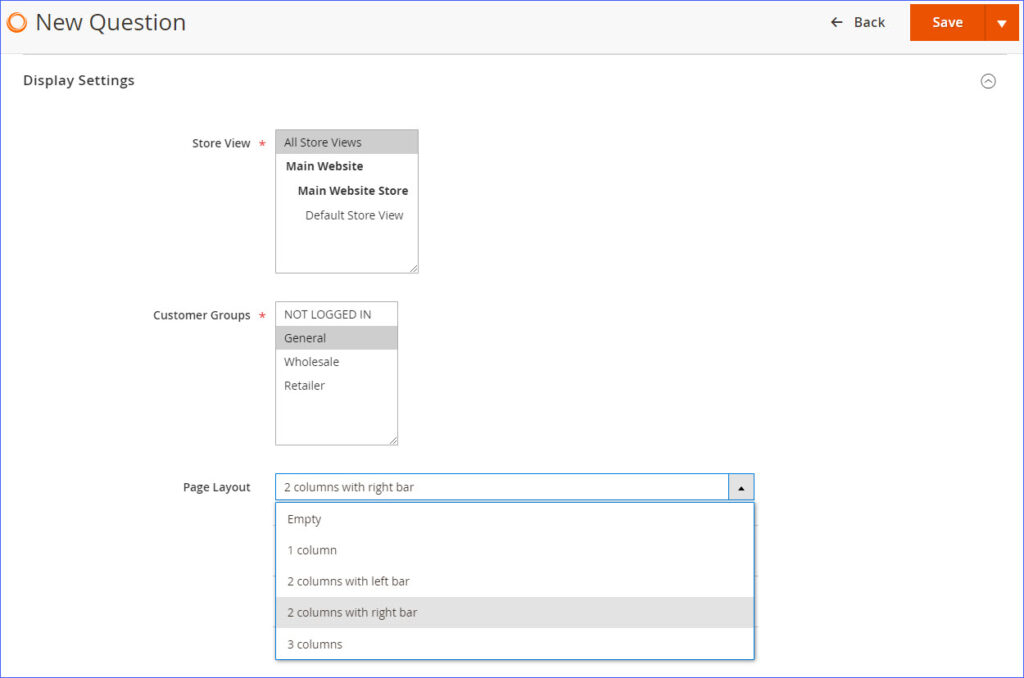 Configure the display settings section