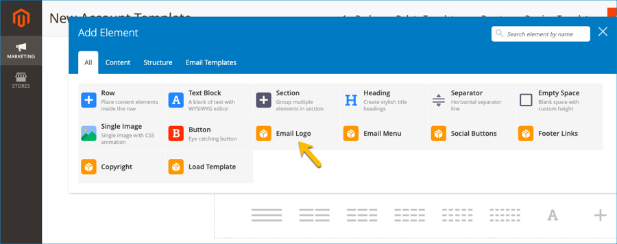 insert email logo element